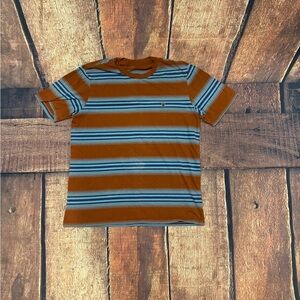 Brixton Blue and Brown Striped Tee | Men’s M